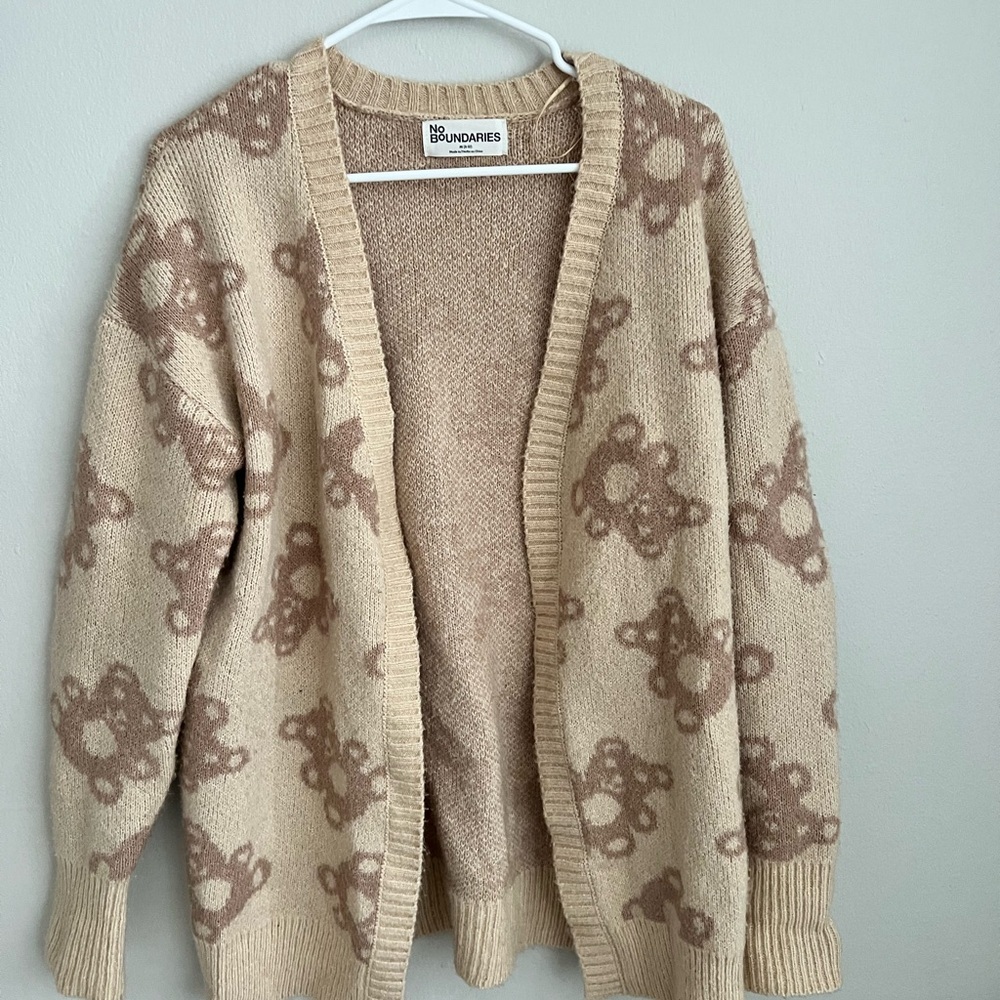No Boundaries Cream and Brown Women's Sweater